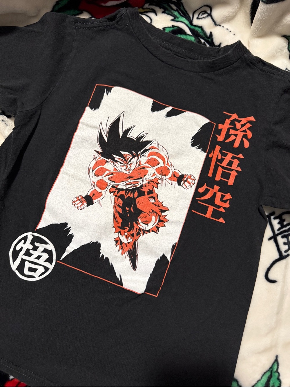 Black Kids Dragon Graphic Tee with Red Accents